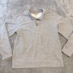 MARINE LAYER Mens Gray Textured Pullover Long Sleeve Button Neck Size L